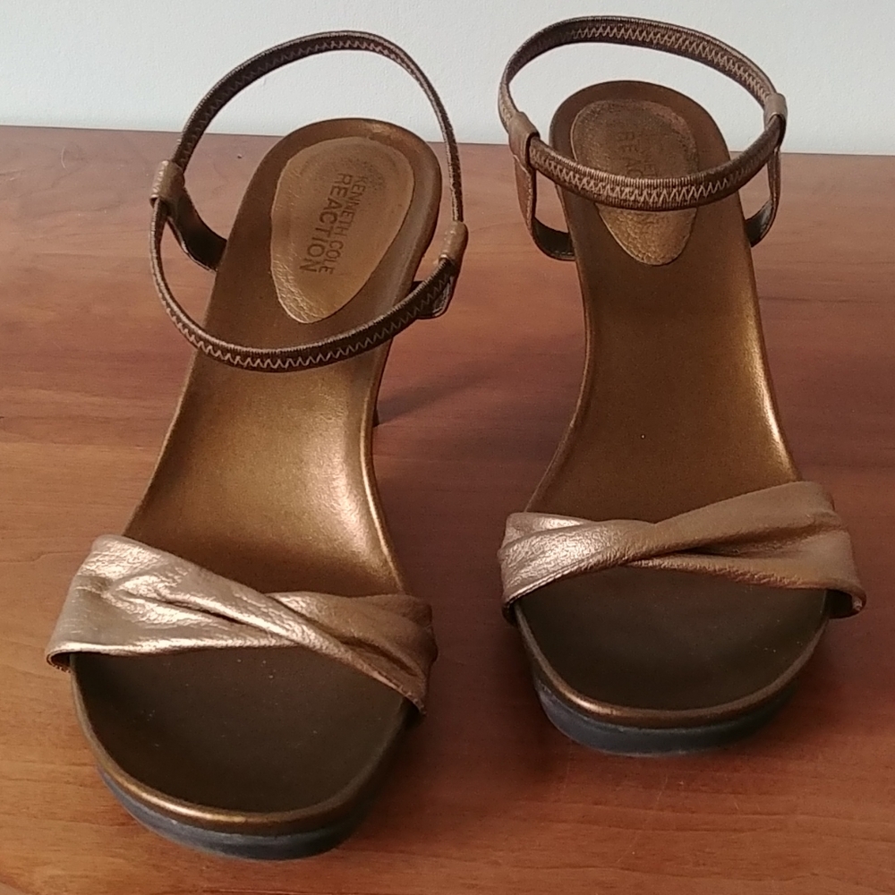 Bronze shimmer strappy sandals